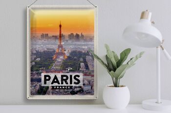 Panneau en étain voyage 30x40cm, Paris, France, tour Eiffel 3