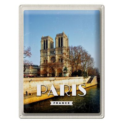 Blechschild Reise 30x40cm Paris Frankreich Notre-Dame Reise