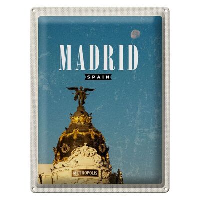 Cartel de chapa Travel 30x40cm Madrid España Edificio Metrópolis