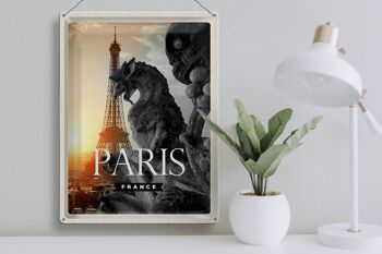 Plaque en tôle voyage 30x40cm Paris France Tour Eiffel Dragon 3