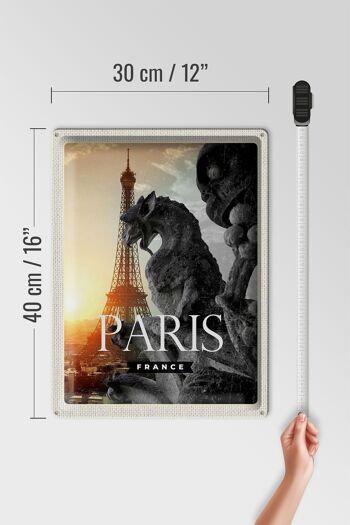Plaque en tôle voyage 30x40cm Paris France Tour Eiffel Dragon 4