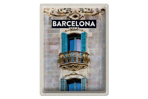 Blechschild Reise 30x40cm Barcelona Spanien Balkon Trip