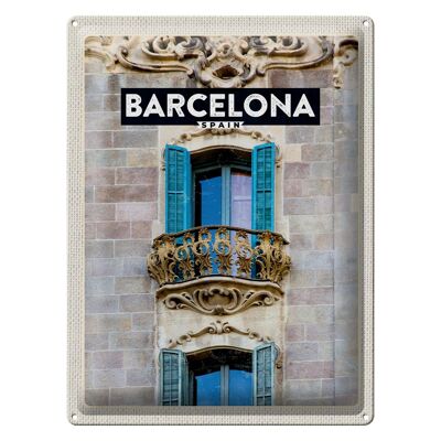 Blechschild Reise 30x40cm Barcelona Spanien Balkon Trip