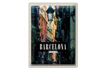 Panneau en étain voyage 30x40cm, Barcelone, Espagne, Panorama des ruelles 1