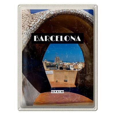 Cartel de chapa de viaje, 30x40cm, Barcelona, ​​España, ciudad, destino de viaje