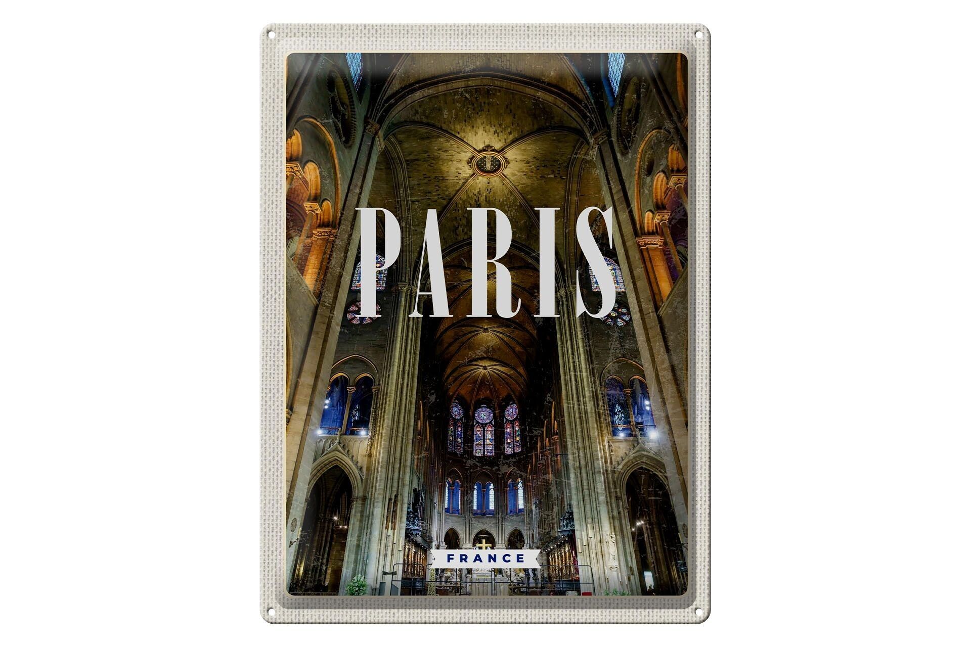 Metal sign travel 30x40cm Paris France interior Notre-Dame