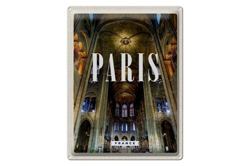 Blechschild Reise 30x40cm Paris Frankreich Innere Notre-Dame