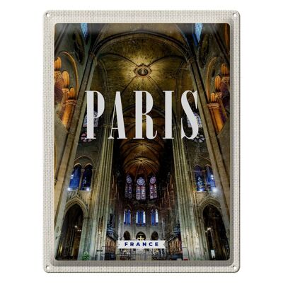 Targa in metallo da viaggio 30x40 cm Parigi Francia Interno Notre-Dame