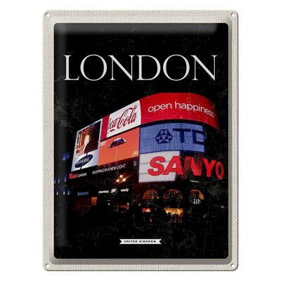 Cartel de chapa de viaje 30x40cm Londres Inglaterra Piccadilly City Night