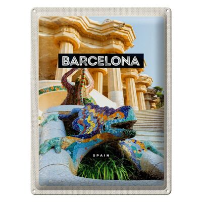Targa in metallo da viaggio 30x40 cm Barcellona Spagna Park Trip