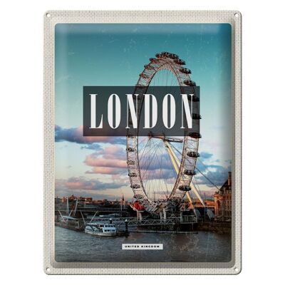 Targa in metallo da viaggio 30x40 cm Londra Inghilterra London Eye
