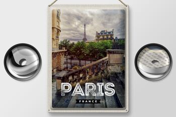 Panneau en étain voyage 30x40cm, Paris France escaliers tour Eiffel ville 2
