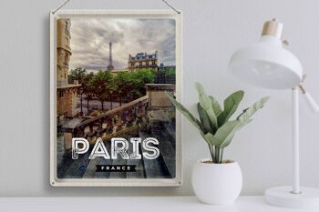 Panneau en étain voyage 30x40cm, Paris France escaliers tour Eiffel ville 3