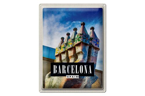 Blechschild Reise 30x40cm Barcelona Spanien Park Guell