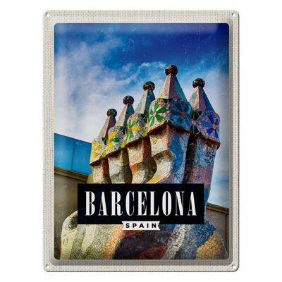 Targa in metallo da viaggio 30x40 cm Barcellona Spagna Parco Guell