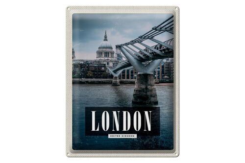 Blechschild Reise 30x40cm London UK Jahrtausendbrücke Aussicht