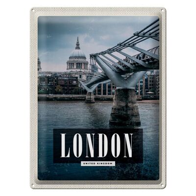 Targa in metallo da viaggio 30x40 cm Londra Regno Unito Vista del Millennium Bridge