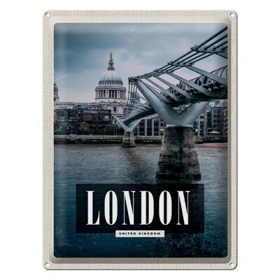 Blechschild Reise 30x40cm London UK Jahrtausendbrücke Aussicht