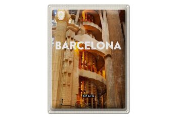 Plaque de voyage en étain, 30x40cm, Barcelone, Espagne, Image médiévale 1