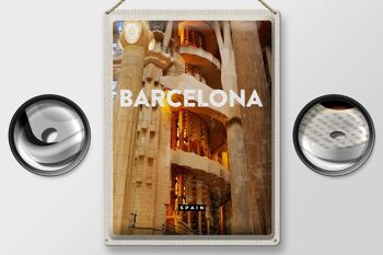 Plaque de voyage en étain, 30x40cm, Barcelone, Espagne, Image médiévale 2