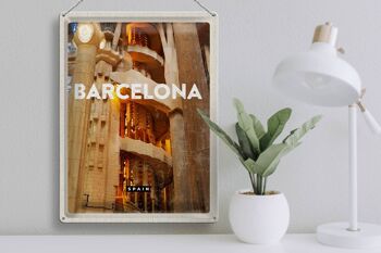 Plaque de voyage en étain, 30x40cm, Barcelone, Espagne, Image médiévale 3
