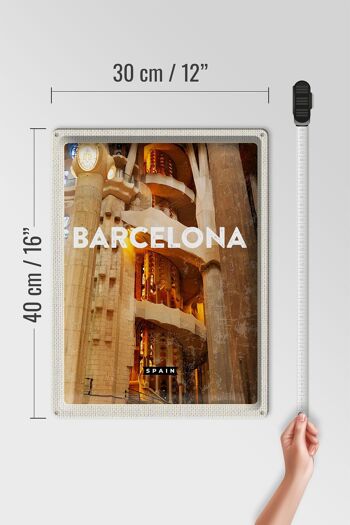 Plaque de voyage en étain, 30x40cm, Barcelone, Espagne, Image médiévale 4