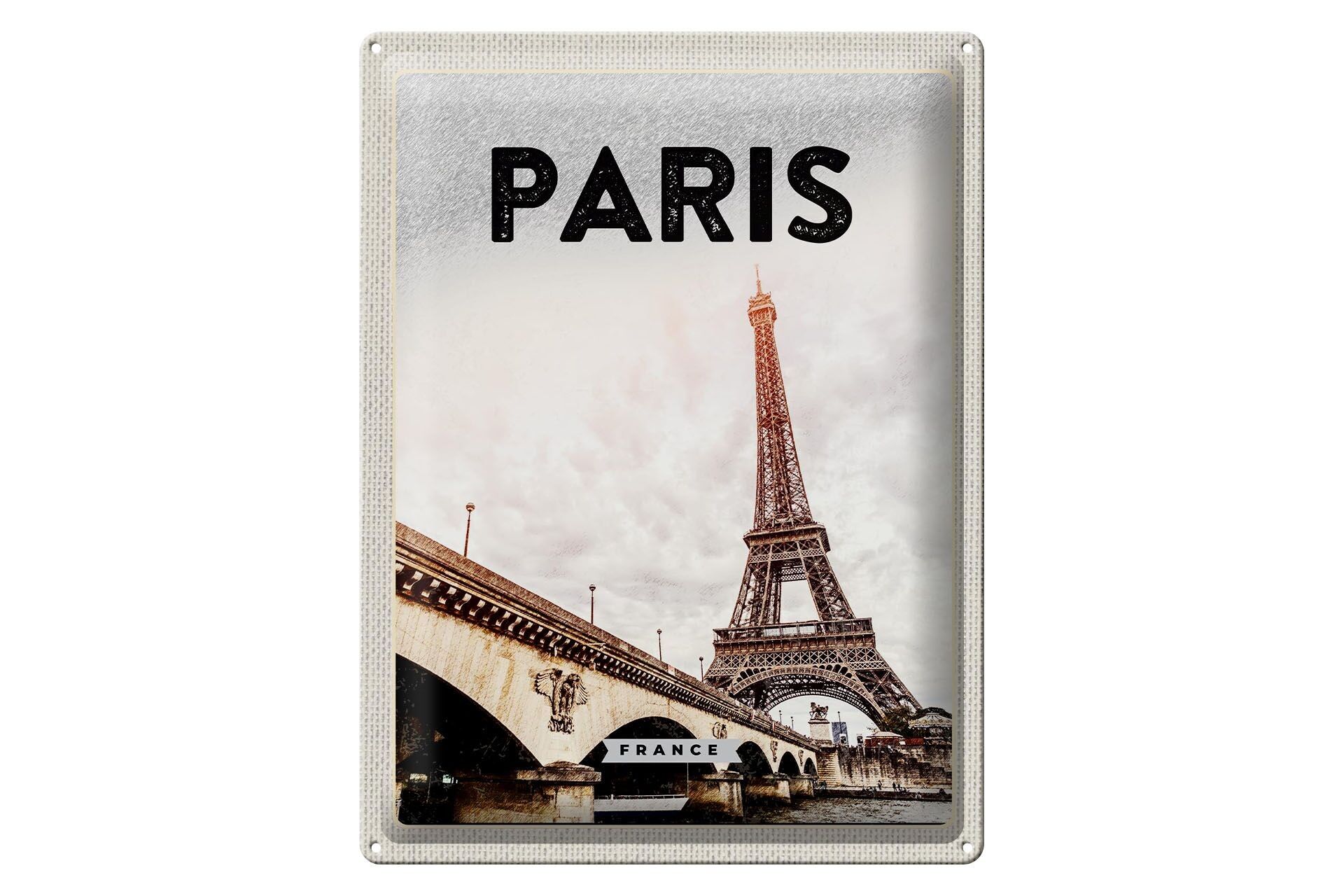 Blechschild Reise 30x40cm Paris Frankreich Eiffelturm Tourismus