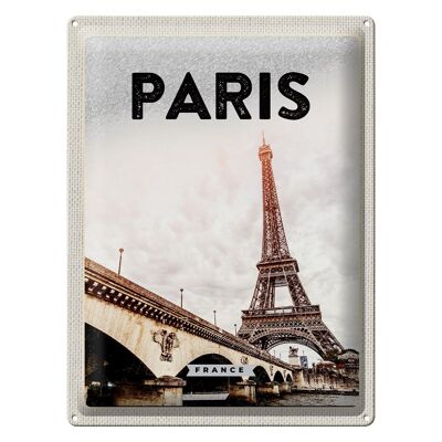 Targa in metallo da viaggio 30x40 cm Parigi Francia Torre Eiffel Turismo