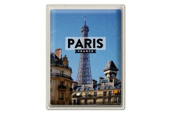 Panneau en étain voyage 30x40cm, Paris, France, tour Eiffel, ville 1