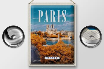 Plaque en tôle Voyage 30x40cm Paris France Son Notre-Dam 2