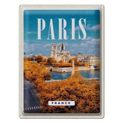 Blechschild Reise 30x40cm Paris Frankreich Sein Notre-Dam