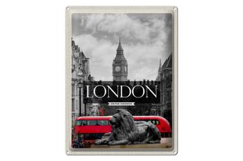Plaque en tôle voyage 30x40cm Londres Angleterre Big Ben noir blanc 1