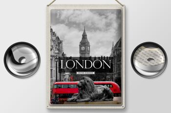 Plaque en tôle voyage 30x40cm Londres Angleterre Big Ben noir blanc 2