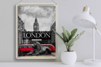 Plaque en tôle voyage 30x40cm Londres Angleterre Big Ben noir blanc 3