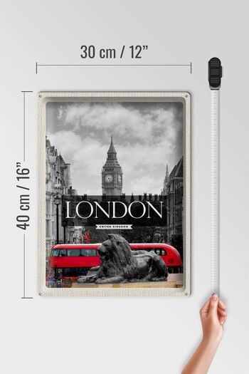 Plaque en tôle voyage 30x40cm Londres Angleterre Big Ben noir blanc 4