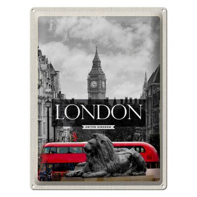 Blechschild Reise 30x40cm London England Big-Ben schwarz weiß