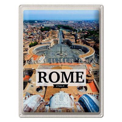 Signe en étain voyage 30x40cm Rome Italie place Saint-Pierre Vatican