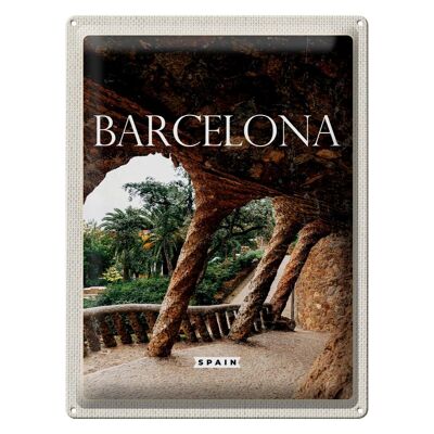 Blechschild Reise 30x40cm Barcelona Spanien Natur Park