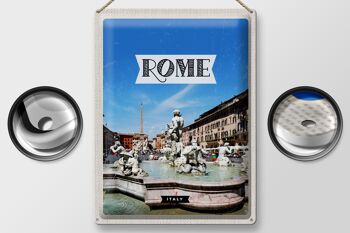 Signe en étain voyage 30x40cm, Rome italie, Sculpture de fontaine, vacances 2