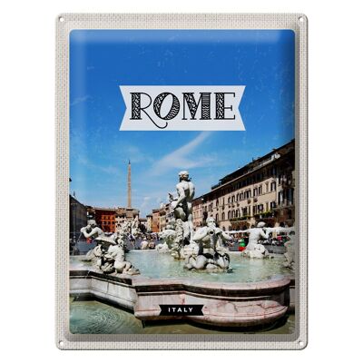 Cartel de chapa de viaje, 30x40cm, Roma, Italia, fuente, escultura, vacaciones