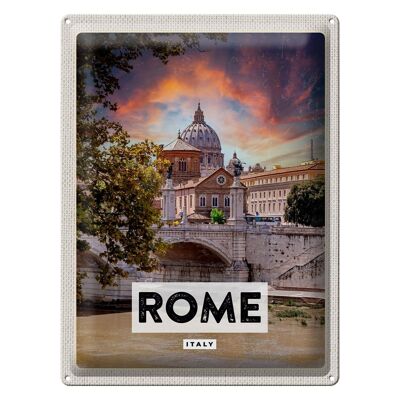 Blechschild Reise 30x40cm Rom Italien Fluss Kathedrale