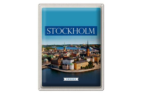 Blechschild Reise 30x40cm Stockholm Schweden Panorama Bild