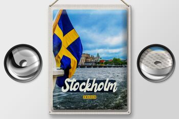 Panneau en étain voyage 30x40cm Stockholm Suède tour en bateau mer 2