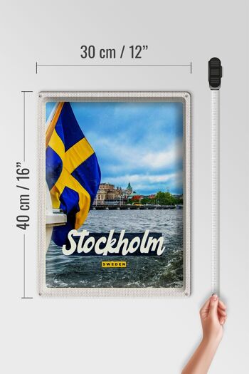 Panneau en étain voyage 30x40cm Stockholm Suède tour en bateau mer 4