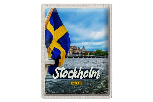 Blechschild Reise 30x40cm Stockholm Schweden Bootstour Meer