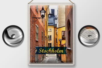 Panneau en étain voyage 30x40cm, Stockholm, suède, ruelle de la vieille ville 2
