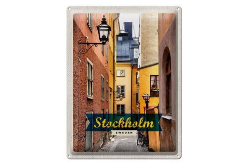 Blechschild Reise 30x40cm Stockholm Schweden Altstadt Gasse