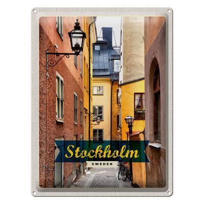 Blechschild Reise 30x40cm Stockholm Schweden Altstadt Gasse