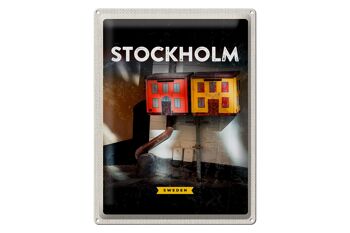 Panneau de voyage en étain, 30x40cm, Stockholm, suède, maison, Art 1
