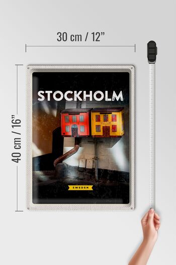 Panneau de voyage en étain, 30x40cm, Stockholm, suède, maison, Art 4